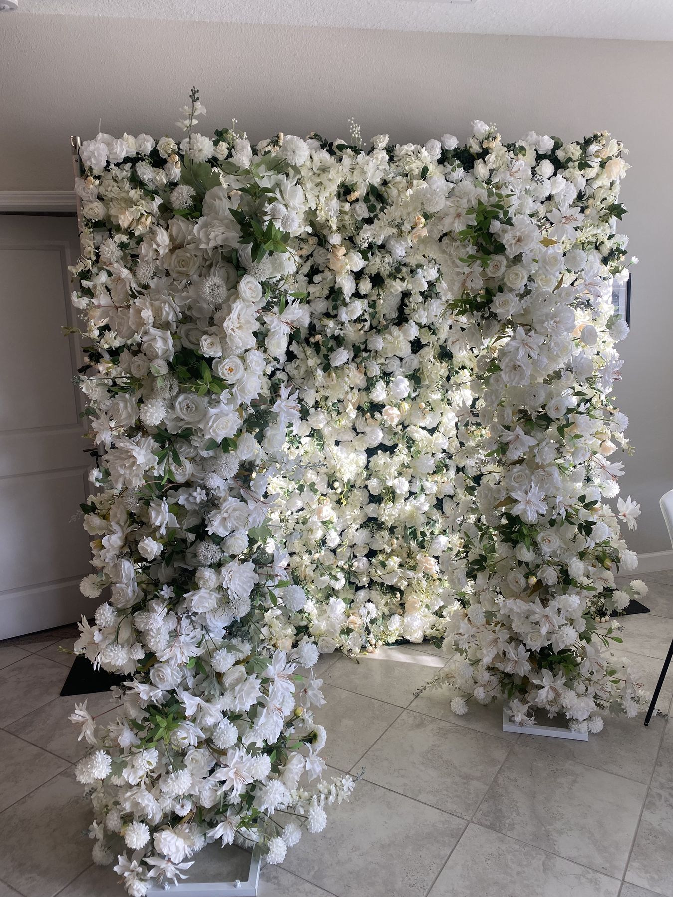 Wedding combo package — Donna Champagne flower wall and twin floral arches rental in Tampa Bay