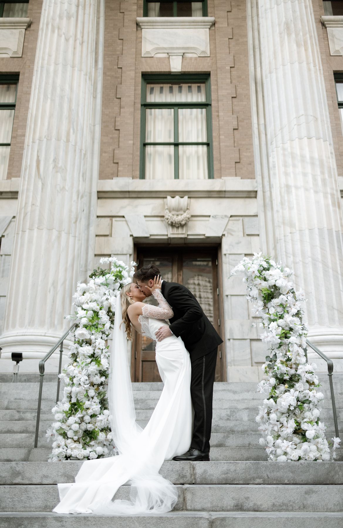 Twin floral arch rental for wedding ceremony in Tampa Bay — H&L Flower Walls