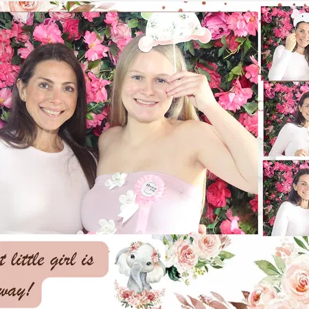 Tampa Bay baby shower with the mirror photo booth and flower wall backdrop